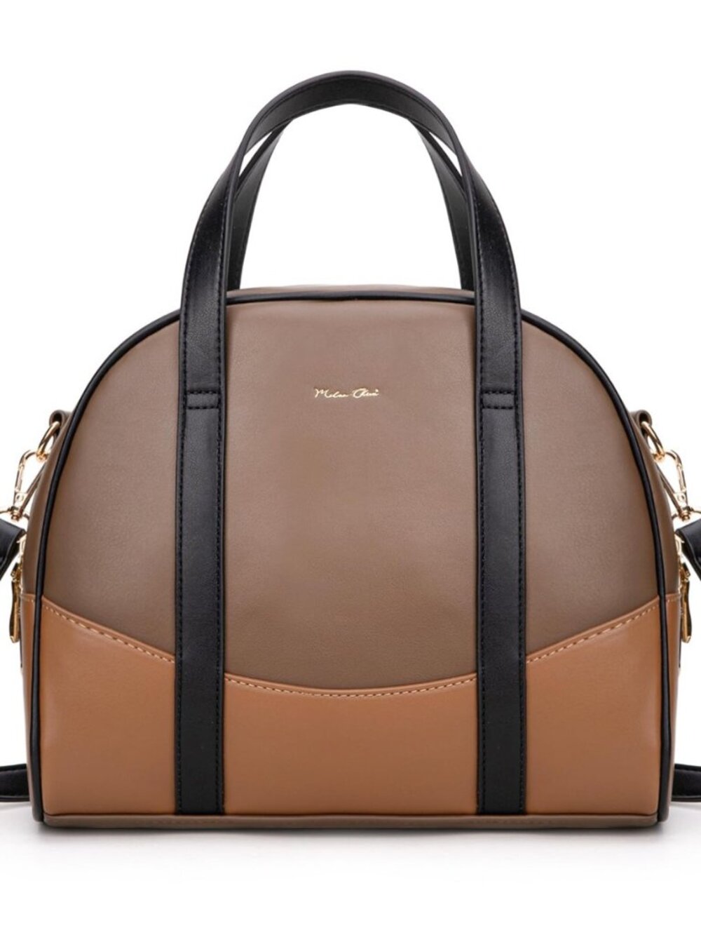 Crossbody Satchel Handbag for Women, Medium Dome Purse, Soft Vegan Leather Top